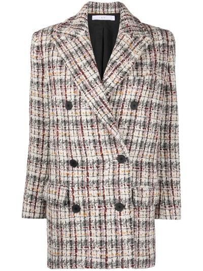 Shop Iro Marton Tweed Double-breasted Peacoat In 白色