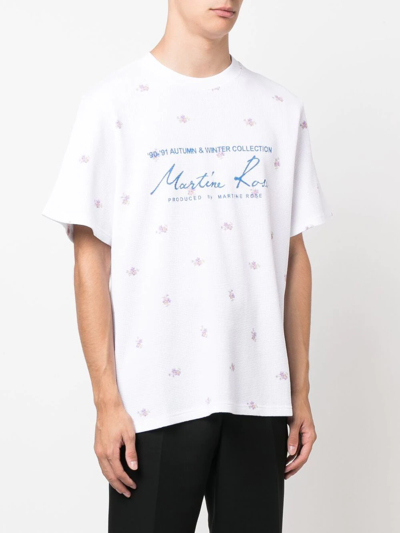 Shop Martine Rose Floral Logo-print T-shirt In 白色