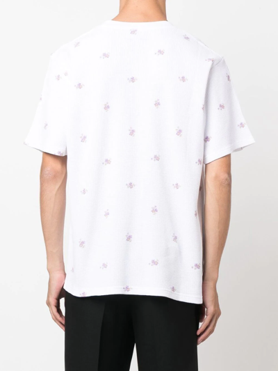 Shop Martine Rose Floral Logo-print T-shirt In 白色