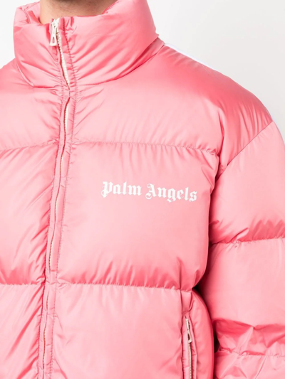 Shop Palm Angels Logo-print Padded Jacket In 白色