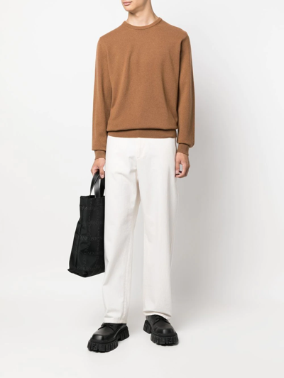 Zegna Cashseta Light Crewneck Sweater In 褐色