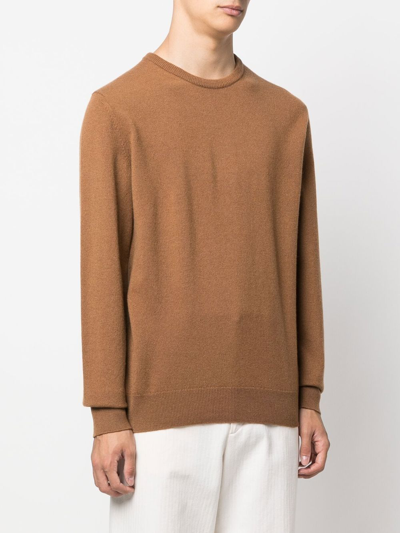 Zegna Cashseta Light Crewneck Sweater In 褐色