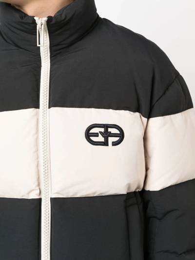 Shop Emporio Armani Padded Logo Jacket In 蓝色
