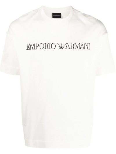 Shop Emporio Armani Cotton Logo T-shirt In 中性色