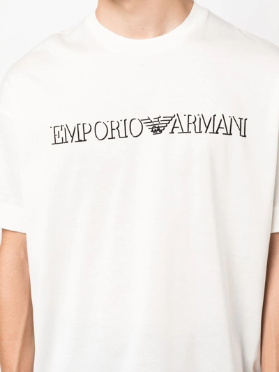 Shop Emporio Armani Cotton Logo T-shirt In 中性色