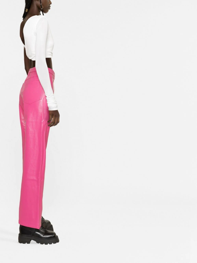 Shop Rotate Birger Christensen High-waisted Wide-leg Trousers In 粉色