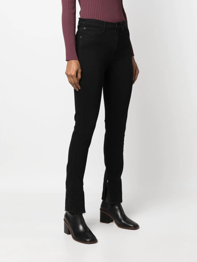 Shop 3x1 High-waist Raw-hem Skinny Jeans In 黑色