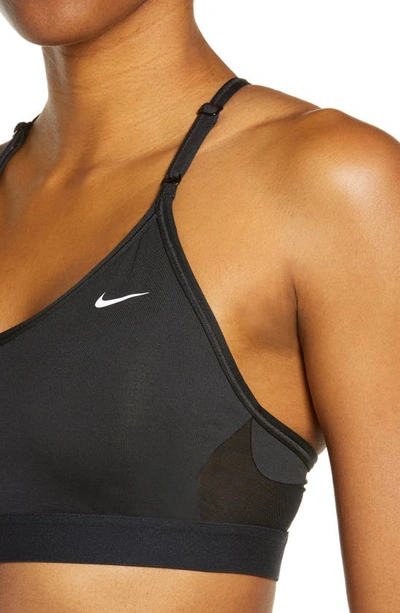 Shop Nike Indy Mesh Inset Sports Bra In Black/ Black/ White