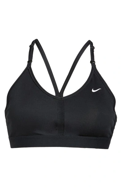 Shop Nike Indy Mesh Inset Sports Bra In Black/ Black/ White