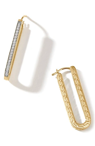 Shop John Hardy Classic Chain Diamond Hoop Earrings In Gold