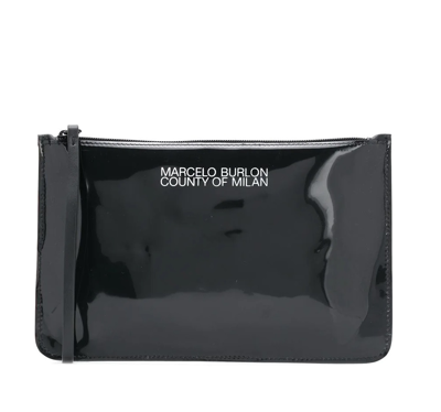 Shop Marcelo Burlon County Of Milan Marcelo Burlon Black Logo Pvc Clutch Bag