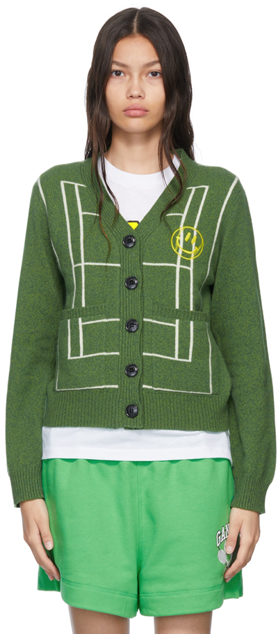 Shop Ganni Ssense Exclusive Green Wool Cardigan In Kelly Green