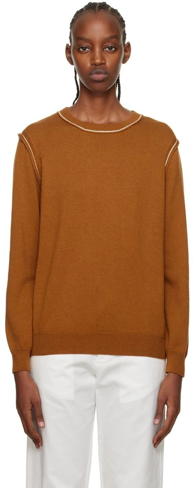 Shop Rosetta Getty Orange Exposed Seams Sweater In Cognac