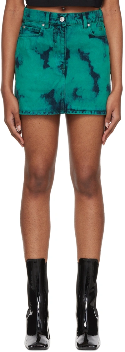 Shop Msgm Ssense Exclusive Green Tie-dye Miniskirt In 83 Peacock Blue