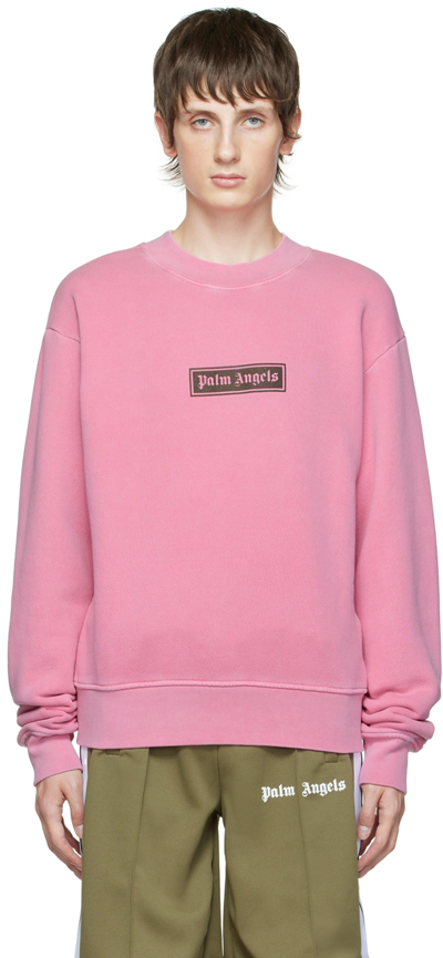 Shop Palm Angels Pink Box Sweatshirt In Fuchsia Black