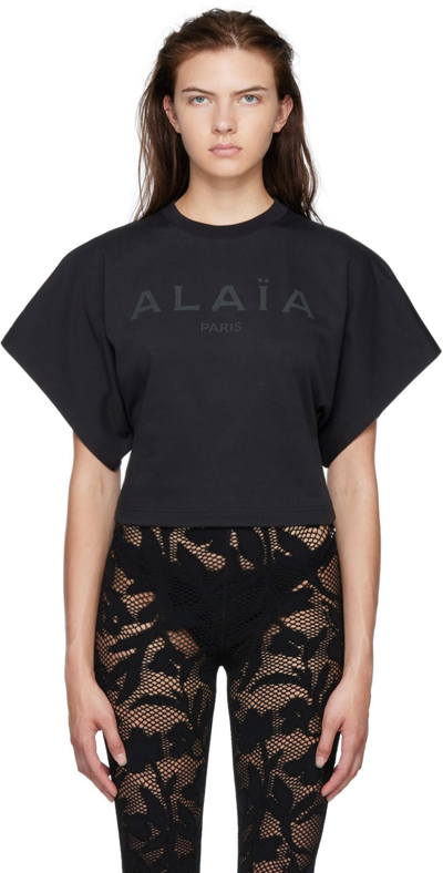 Shop Alaïa Black Printed T-shirt In 992 Noir