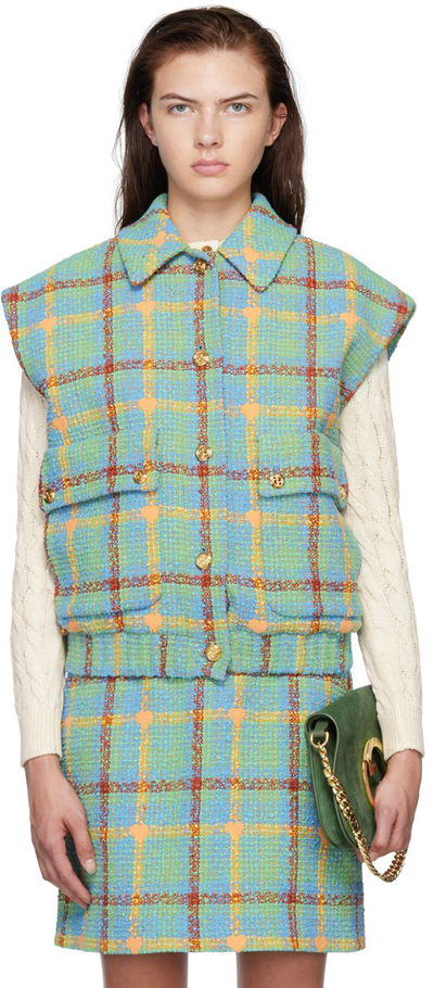 Shop Gucci Multicolor Lovelight Vest In 4337 Azure/orange/mc