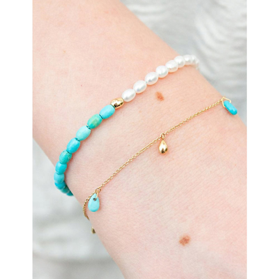Shop The Alkemistry Women's Yellow Vianna 18ct Yellow-gold Turquoise And Pearl Bracelet