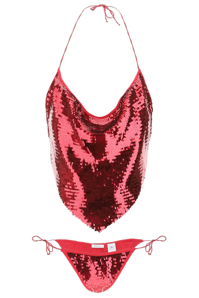 Shop Oseree Oséree Bandana Bikini Set In Red