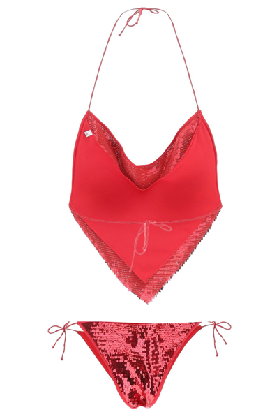 Shop Oseree Oséree Bandana Bikini Set In Red