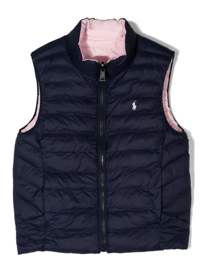 Shop Ralph Lauren Terra Logo-embroidered Reversible Vest In Pink