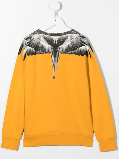 Shop Marcelo Burlon County Of Milan Icon Wings Crew-neck Sweatshirt In Yellow