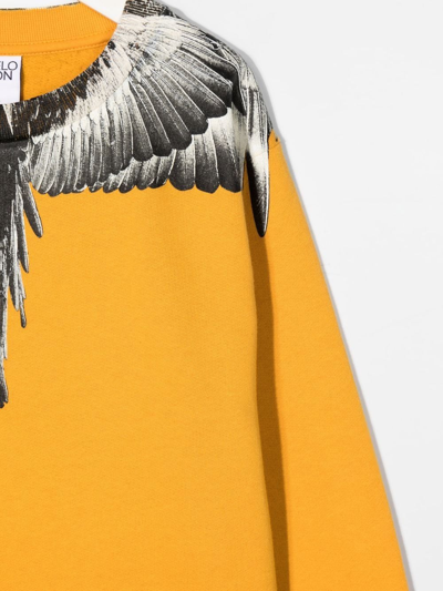 Marcelo Burlon County Of Milan Icon Wings Crew-neck Sweatshirt In Yellow