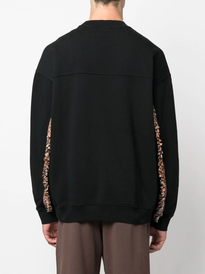 Marcelo Burlon County Of Milan Fringed-detailing Crew Neck Sweatshirt In Black