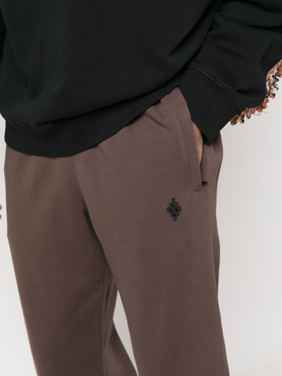 Shop Marcelo Burlon County Of Milan Logo-embroidered Cotton Track Pants In Black