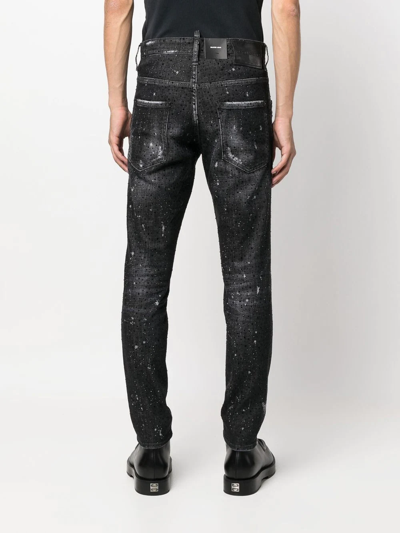 Shop Dsquared2 Skater Rhinestone-embellished Skinny Jeans In Black