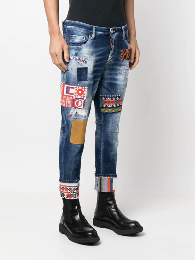 Dsquared2 Sailor Patchwork Cropped Denim Jeans | ModeSens