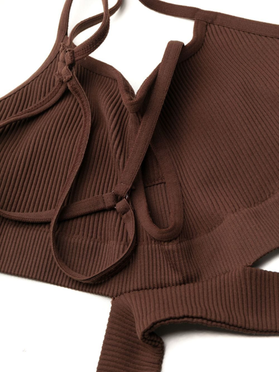 Shop Andreädamo Cropped Cut-out Detail Top In Brown