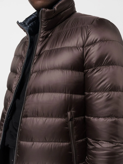 Shop Herno Reversible Zip-up Padded Jacket In Brown