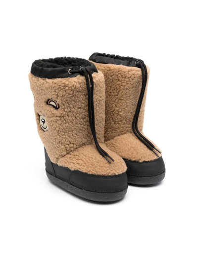 Shop Moschino Teddy-bear Shearling Snow Boots In Brown