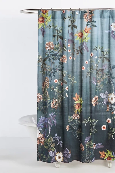 Shop Anthropologie Henrik Organic Cotton Shower Curtain By  In Blue Size 72 X 72