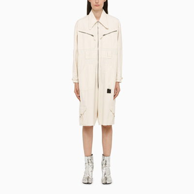 Shop Maison Margiela Ivory-coloured Oversized Jumpsuit In Canvas In White