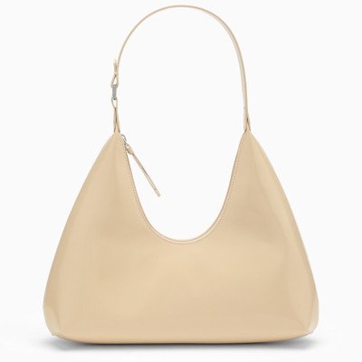 Shop By Far Amber Sand-coloured Patent Leather Shoulder Bag In Beige