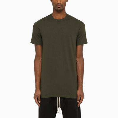 Shop Rick Owens Army Green Cotton Crew Neck T-shirt
