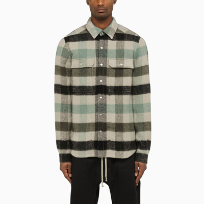 Shop Rick Owens Alpaca And Wool Check Shirt In ["grey"/ "multicolor"]