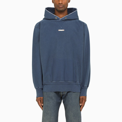 Shop Maison Margiela Denim-coloured Cotton Hoodie In Blue