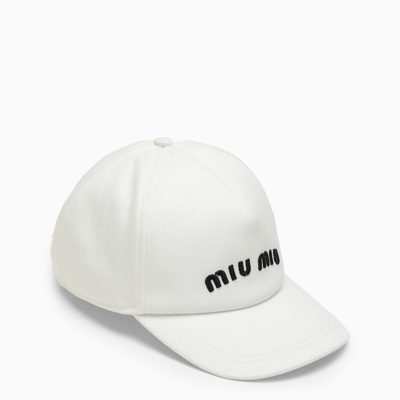 Shop Miu Miu White Canvas Cap In Multicolor