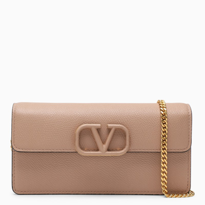 Shop Valentino Nude-coloured Grained Leather Wallet In Pink