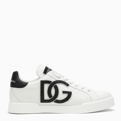 Shop Dolce & Gabbana White Leather Low-top Portofino Sneakers