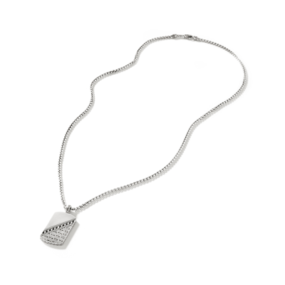 Shop John Hardy Curb Chain Tag Necklace In Sterling Silver