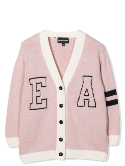 Shop Emporio Armani Cardigan With Logo In Pink