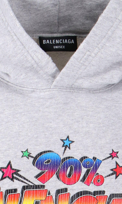 Shop Balenciaga Printed Hoodie In Dark Heather Grey