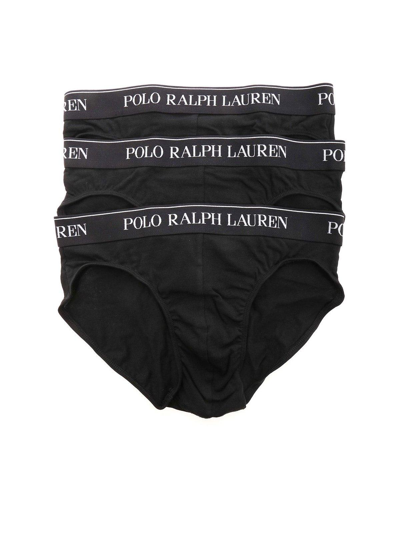 Polo Ralph Lauren Logo Band Three-pack Briefs In Nero