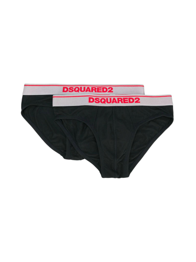 Shop Dsquared2 Logo Band Two-pack Briefs In Nero