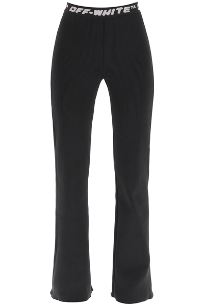 Shop Off-white Knit Pants With Logo Band In Black
