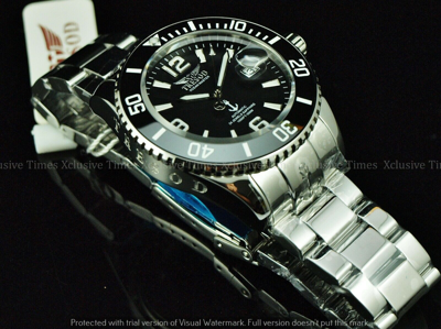 Pre-owned Tresod Men Super Luminova Ocean Master Auto Black Dial Sapphire Crystal Ss Watch